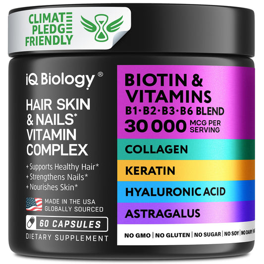 Biotin for Hair Growth Women & Men with Collagen & Keratin 30000mcg for Hair Loss & Thinning Hair - Hair Skin Nails Vitamins, Biotin 10000mcg and Collagen Supplement - Hair, Skin, Nail Care - 60 Pills