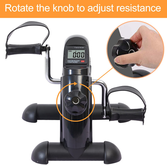 Pedal Exerciser Under Desk Bike Mini Exercise Bike for Leg and Arm Cycling Exercise Portable Peddler with LCD Display