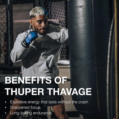 RAW Thuper Thavage Pre Workout Powder - High-Stim Preworkout with Creatine, Beta Alanine, L-Citrulline & Caffeine - Chris Bumstead Gym & Fitness Supplement for Men & Women - Cherry Berry