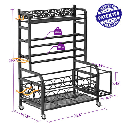 Dumbbell Rack,VOPEAK Weight Rack for Dumbbells, Weight Rack for Home Gym, Home Gym Storage Rack for Yoga Mat Kettlebells and Strength Training Equipment, Weight Storage Rack for Dumbbells with Wheels