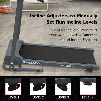 SereneLife - Electric Folding Treadmill Exercise Machine - Smart Compact Digital Workout Fitness Trainer w/ Bluetooth App Sync, Manual Incline Adjustment, For Walking, Running, Gym