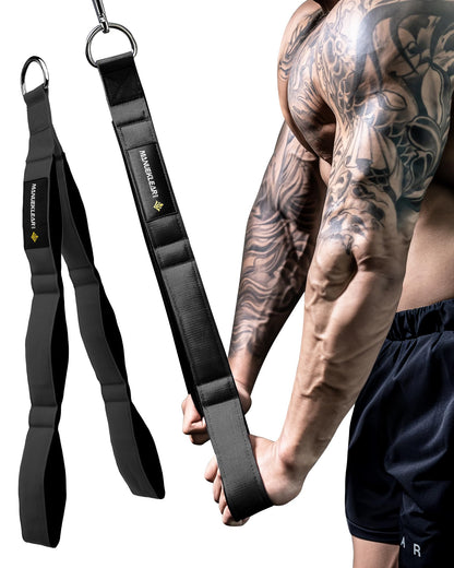 MANUEKLEAR Tricep Rope Cable Attachment Handles, Greater Range of Motion, Tricep Pull Down Rope for Push Downs, Crunches, Facepulls for Professional Gym (Black)