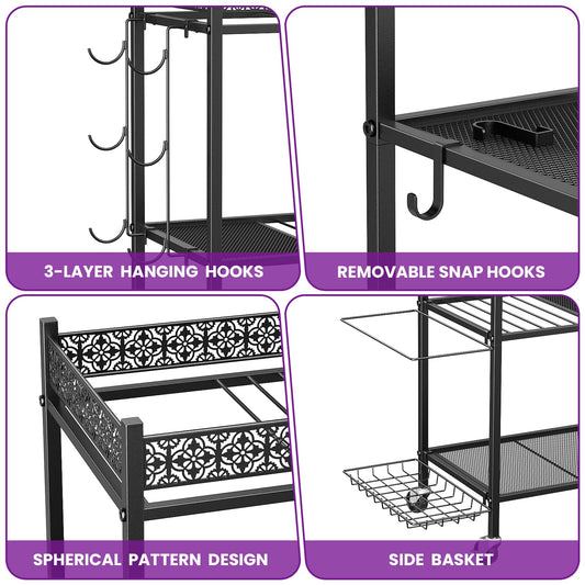 Yoga Mat Storage Rack, Home Gym Storage Rack, VOPEAK Workout Storage for Yoga Mat, Foam Roller, Equipment Gym Storage for Home Exercise and Fitness Gear (Metal)