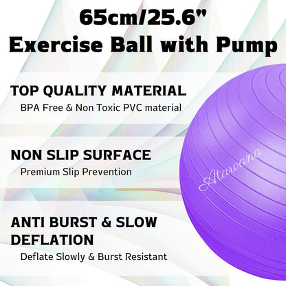 Atarvana Cardio Drumming Equipment Set, Extra Thick Yoga Ball with Pump & 3.2oz Cardio Drumming Sticks with Grips, Aerobic Exercise Ball Drumsticks Workout Set for Stability, Rhythm, Gymnastics