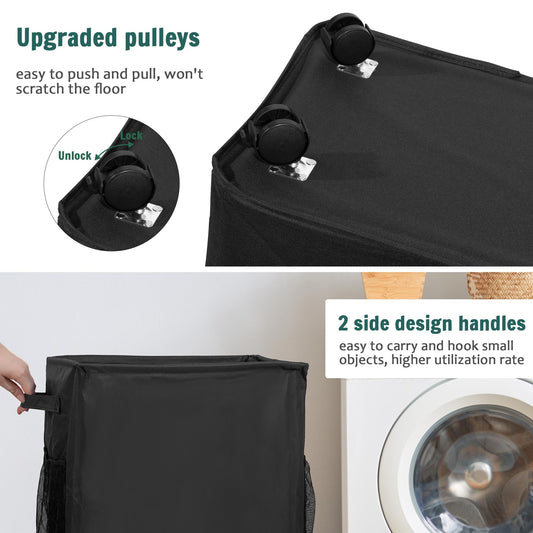 wymulot Yoga Mat Storage Racks, Home Gym Storage Rack with Wheels, Yoga Mat Holder Side 2 Mesh Pockets, Yoga Storage Basket Holds 4 Yoga Mats, 2 Foam Rollers, 6 Resistance Bands (Black)