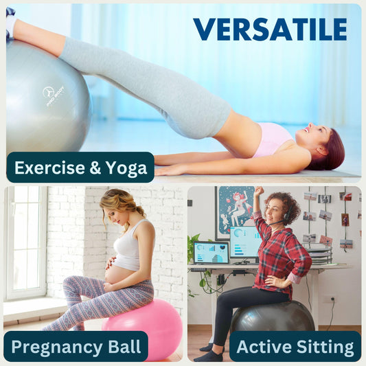 ProBody Pilates Exercise Ball - Multiple Sizes Gym Grade Balance Ball for Fitness, Workout, Pregnancy & Physical Therapy, Stability Yoga Ball Chair (Blue, 65cm)