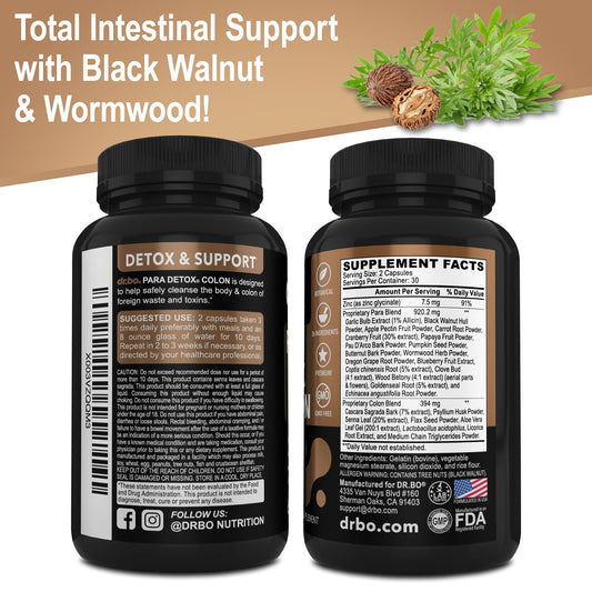 Colon Cleanse Pills Body Detox - Intestinal Guard Cleanser for Stomach - Natural Weight Flush Cleaner Supplement Complex, Women Men Kids, Herbal Wormwood Black Walnut Clove - Gut Loss Health Capsules