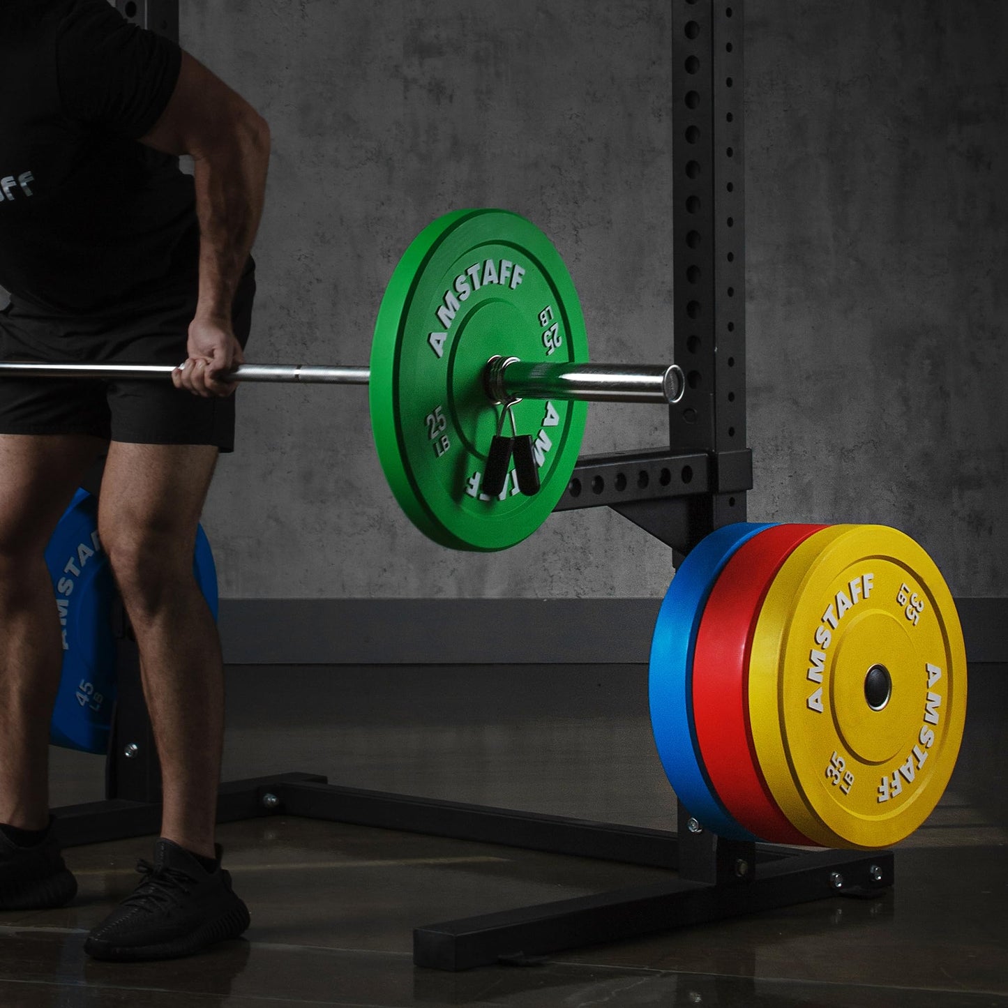 AmStaff Fitness Olympic Weight Plate Holder for Power & Squat Racks – Available 2x2 – 2.5x2.5 – 3x3 Inch Tube Sizes – 9-inch Weight Plates Horn Storage Attachment for Power Squat Rack – (Pair) (3" x 3")