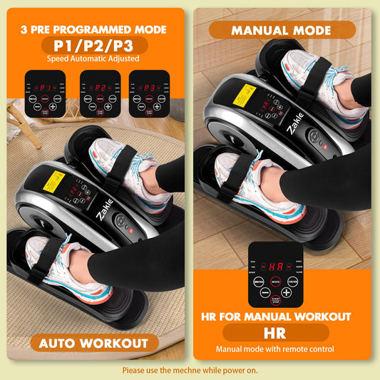 Zakle Under Desk Elliptical Machine, Electric Seated Pedal Exerciser w/Remote Control & 12 Adjustable Speeds, Fully Assembled Elliptical Training Machine for Home Office