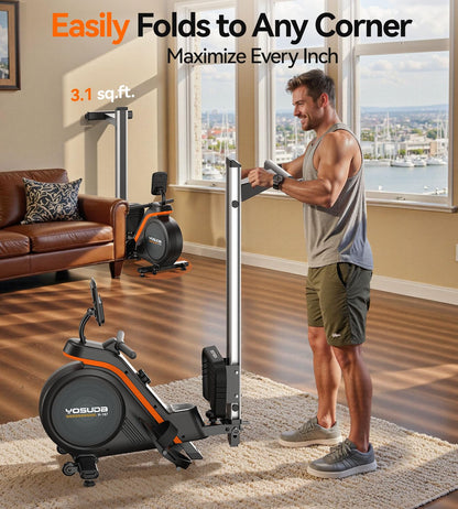 YOSUDA PRO Magnetic Rowing Machine for Home Use-Foldable Rower with 350lbs Weight Capacity and 16 Level Resistance