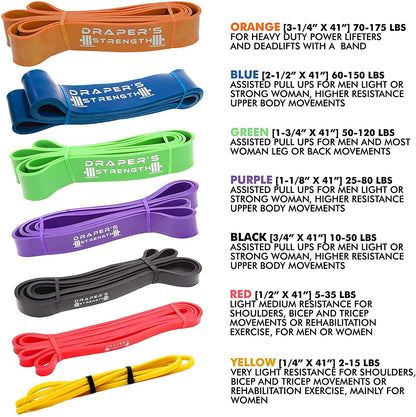 DRAPER'S STRENGTH Heavy Duty Resistance Stretch Loop Bands for Powerlifting Workout Exercise and Assisted Pull Ups 04. Purple