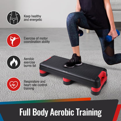 STOODER 33.5" Aerobic Exercise Folding Step Platform for Home Workout, Configurable 3 Height Workout Stepper for Office Indoor Home Gym Exercise, Lightweight, Save Storage Space Aerobic Step Platform