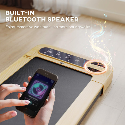 Soozier Walking Pad, Under Desk Treadmill with 17" x 43" Wide Belt, Remote Control, Bluetooth Speaker, Wheels and LED Display, Quiet 2.5HP Walking Machine for Home Gym Office, Installation-Free