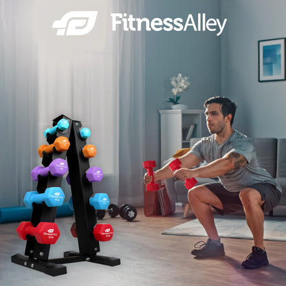 Fitness Alley 5 Tier Dumbbells Storage Rack - 200 LB Capacity Dumbbells Weight Rack - 2.0MM Thickness Weight Organizer Stand for Home Gym - Easy Assembly