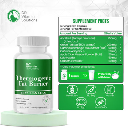 DR VITAMIN SOLUTIONS Thermogenic Fat Burner & Nighttime Weight Loss Pills for Women, Waist Trimmer & Supplements for Bloating for Women & Men, 120 Capsules