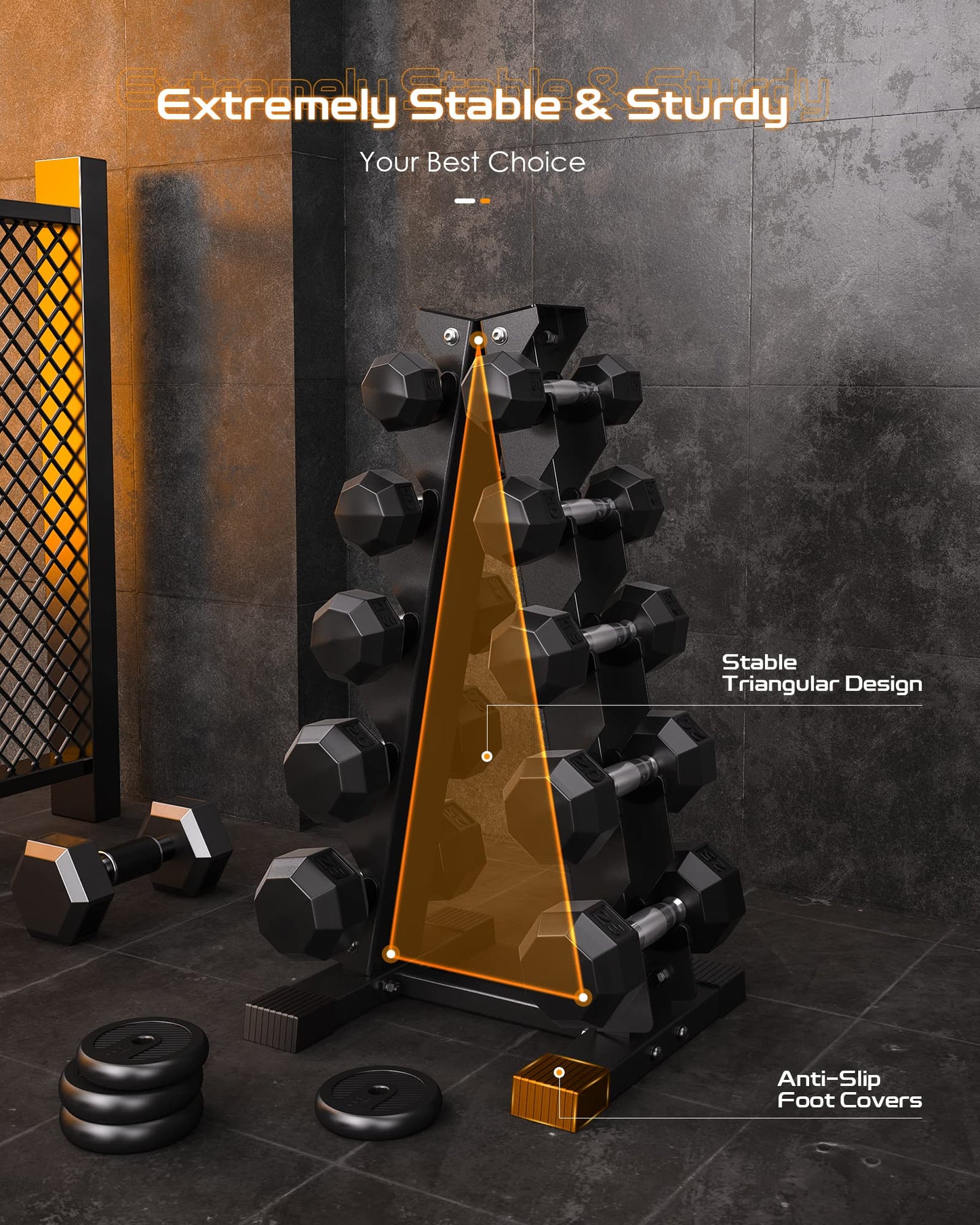 AKYEN A-Frame Dumbbell Rack Stand Only, Weight Rack for Dumbbells Compact Home Gym Space Saver (480LBS Weight Capacity, 2025 New Version)