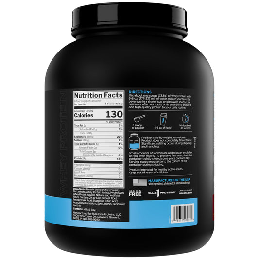 Rule 1 Whey Protein – 24g Fast-Acting Protein from All-Whey Sources with Naturally Occurring EAAs & BCAAs for Workout Recovery or Anytime Use (5 Pounds*, Strawberry Banana)