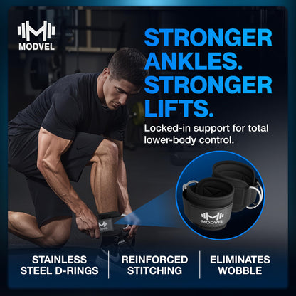 Modvel Ankle Strap (Single) for Cable Machine – Adjustable & Comfortable Gym Accessory for Strength Training, Weightlifting, and Injury Recovery – Durable Padded Support for Men & Women (Black)
