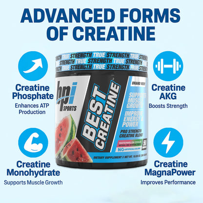 BPI Sports Best Creatine - Creatine Monohydrate Powder for Men & Women, Himalayan Salt - Strength, Pump, Muscle Growth, Muscle Definition - No Bloat - Watermelon Cooler - 50 servings - 10.58 Ounce