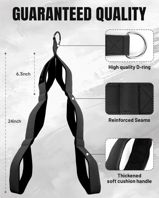 MANUEKLEAR Tricep Rope Cable Attachment Handles, Greater Range of Motion, Tricep Pull Down Rope for Push Downs, Crunches, Facepulls for Professional Gym (Black)