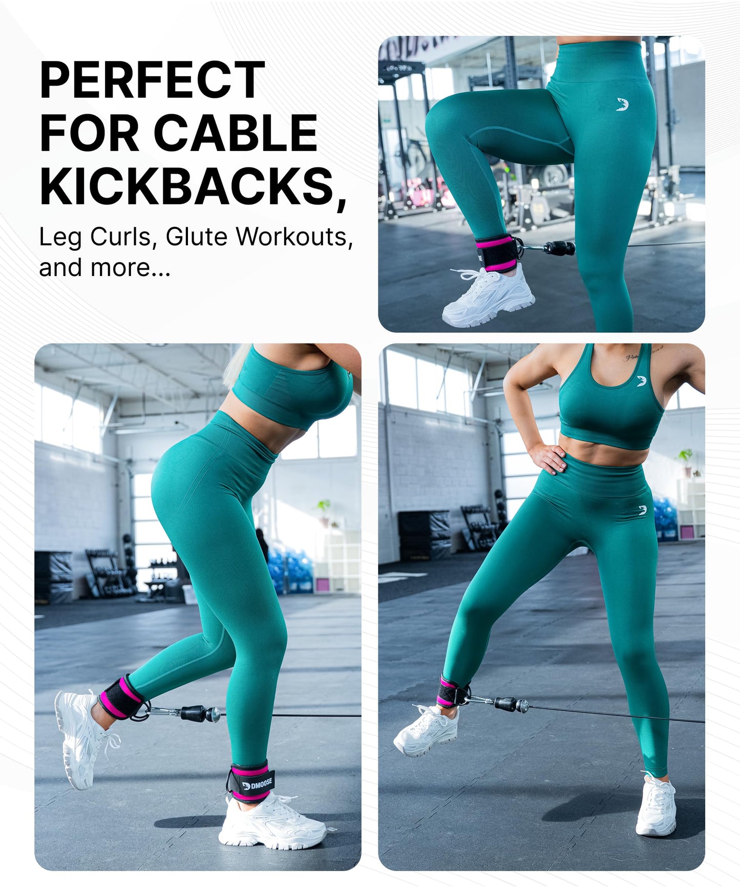 DMoose Ankle Strap for Cable Machine - One Size Fit with Premium Padding, Workout Kickback Ankle Cuffs, Ankle Bands for Working Out, Booty Workouts, Leg Extension, Hip Abductors & Lower Body Exercises