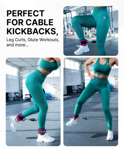DMoose Ankle Strap for Cable Machine - One Size Fit with Premium Padding, Workout Kickback Ankle Cuffs, Ankle Bands for Working Out, Booty Workouts, Leg Extension, Hip Abductors & Lower Body Exercises