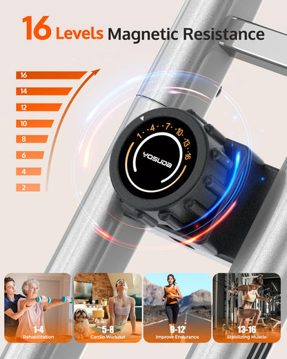 YOSUDA Exercise Bike, 5 in 1 Folding Exercise Bike for Seniors 330lbs Capacity, Magnetic X-Bike with 16-Level Resistance, Back Support Cushion for Home Gym Workout