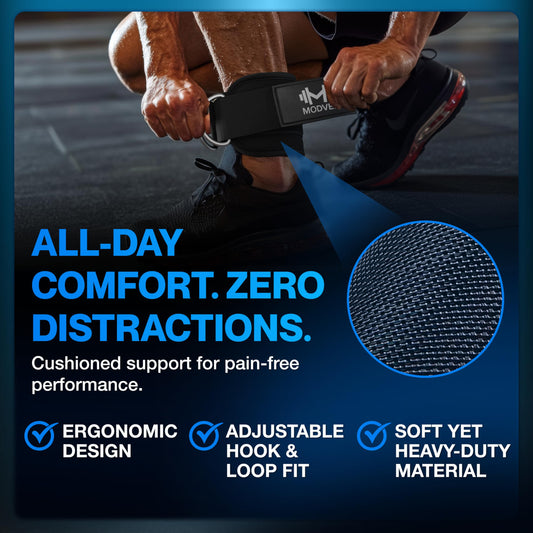 Modvel Ankle Strap (Single) for Cable Machine – Adjustable & Comfortable Gym Accessory for Strength Training, Weightlifting, and Injury Recovery – Durable Padded Support for Men & Women (Black)