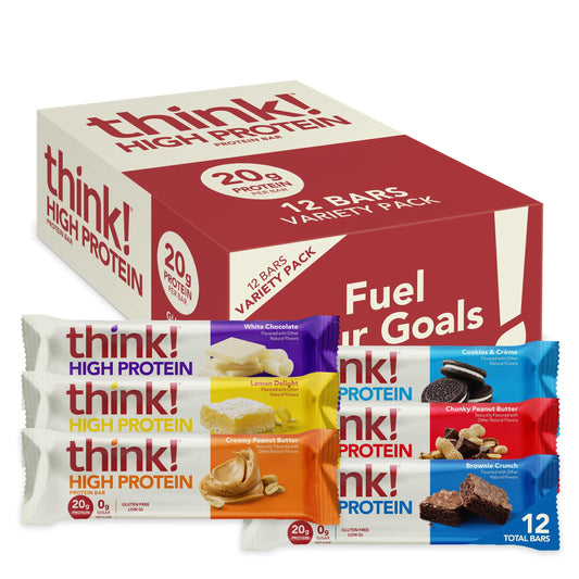 think! Protein Bars, High Protein Snacks, Gluten Free, Kosher Friendly,Variety Pack, Nutrition Bars, 2.1 Oz per Bar, 12 Count (Packaging May Vary)