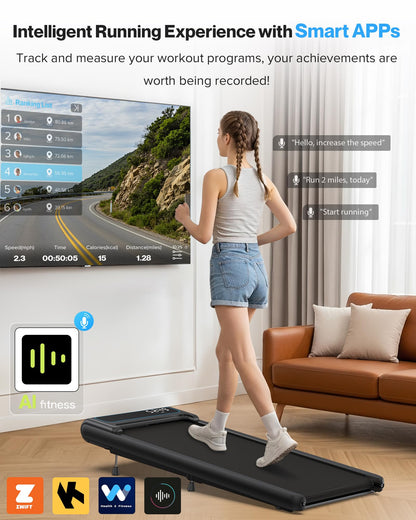 10% Incline Under Desk Walking Pad, 2.5HP Low Noise Treadmill for Home Office Apartment, 3 in 1 Lightweight Running Machine for Small Space, Works with Apps & Mute Remote Control, No Installation