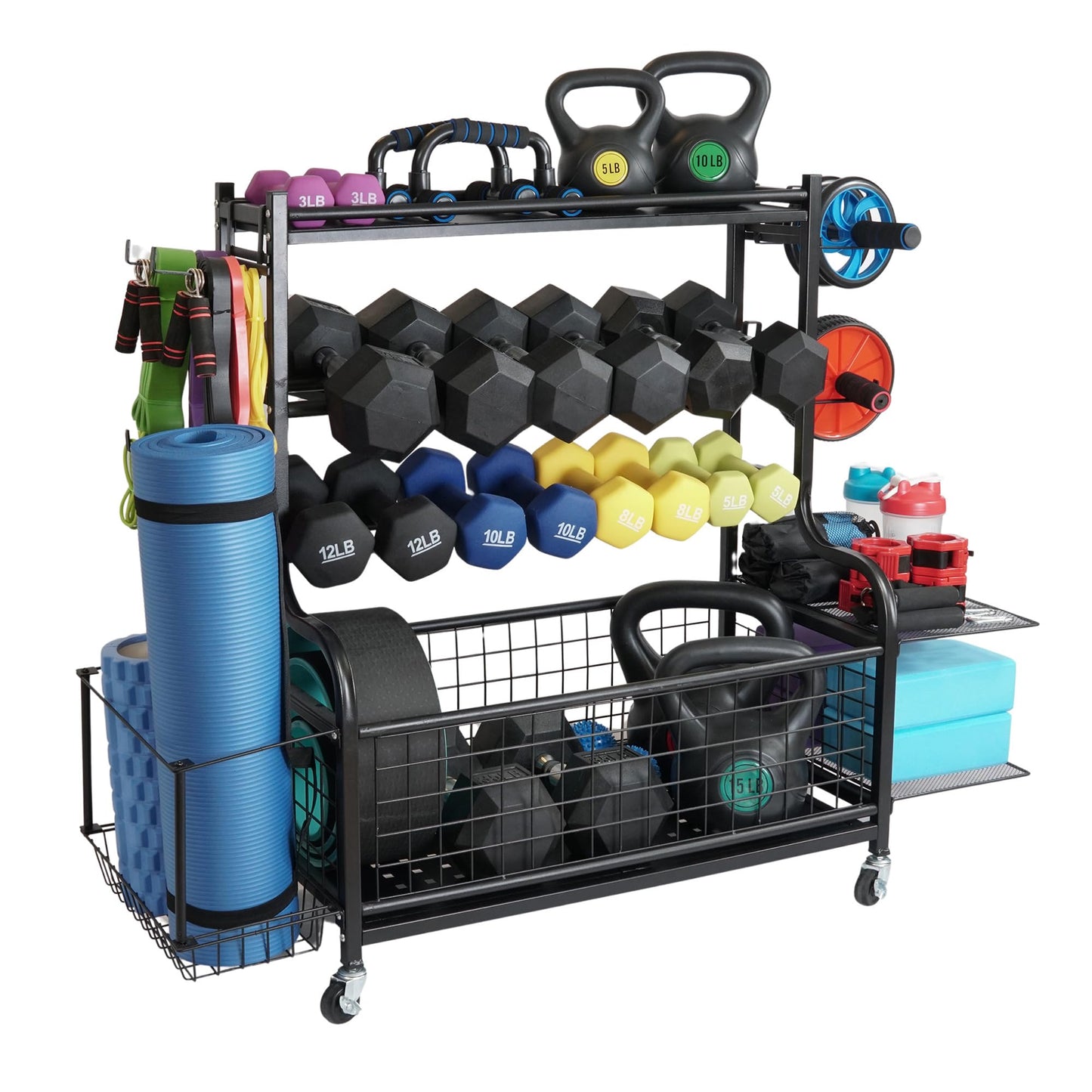 STUFFSTASH Dumbbell Rack, Heavy Duty Adjustable Weight Rack for Home Gym with Extra Strong Sheet Steel Shelf and Base, Home Gym Storage Weight Rack for Home Gym Dumbbells, Kettlebell Rack