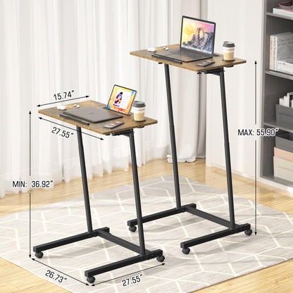 Eocnrhe Treadmill Desk, Mobile Small Standing Desk with Wheels for Walking Pad, Portable Table for Laptop, Rolling Table Adjustable Height, Bedside Table