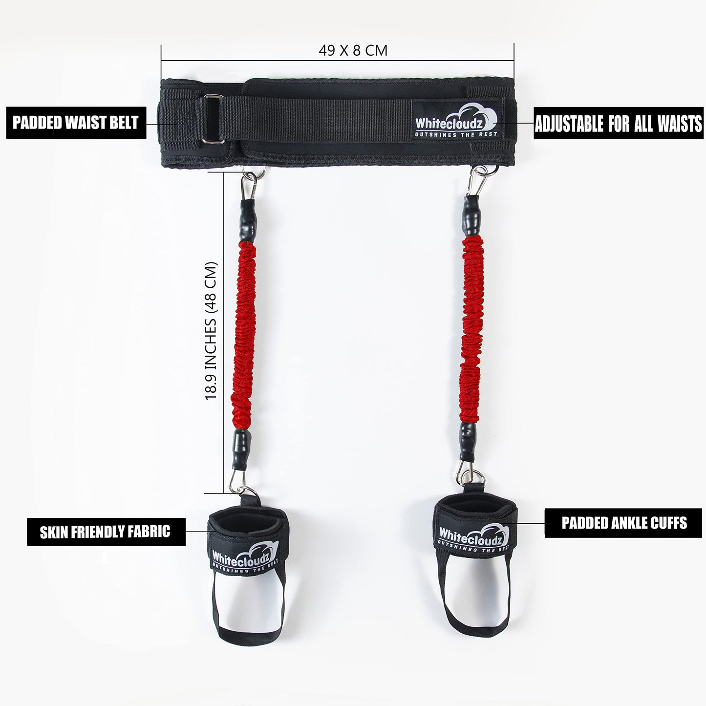 WHITECLOUDZ Vertical Jump Trainer, Professional Leg Strength Resistance Bands for Vertical Jump Training, Premium Jumping Trainer, Volleyball Trainer & Basketball Trainer-40 Lbs. Each Band