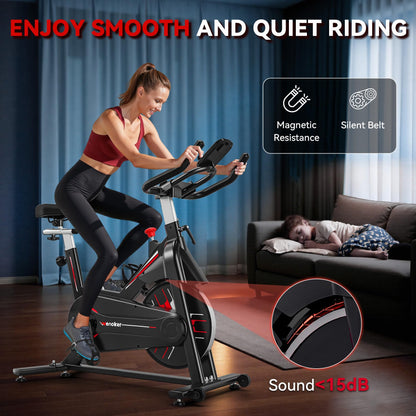 Exercise Bike, WENOKER Magnetic Resistance Stationary Bike for Home, Indoor Bike with Whisper Quiet, Heavy Flywheel and Upgraded Digital Display