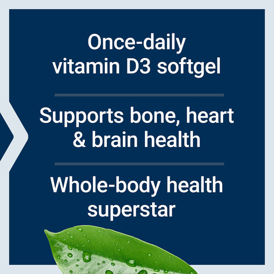 Life Extension Vitamin D3 125 mcg (5000 IU), Bone Health, Brain Performance, Immune System Support, Gluten-Free, Non-GMO, Once Daily, Two-Month Supply, 60 Softgels