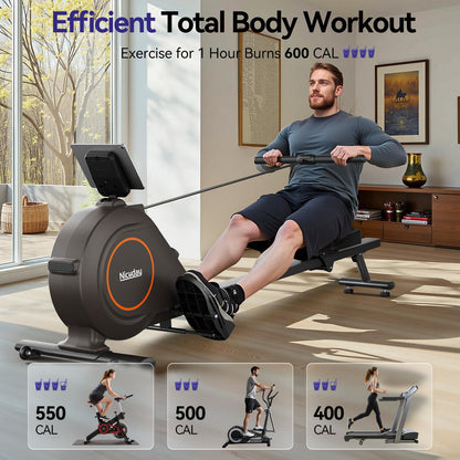 Niceday Rowing Machine, Magnetic Rower for Home Use, Smart Rowing Machine Bluetooth Compatible with Kinomap APP, Rower Machine with 16 Resistance Levels & 350 LBS Weight Capacity