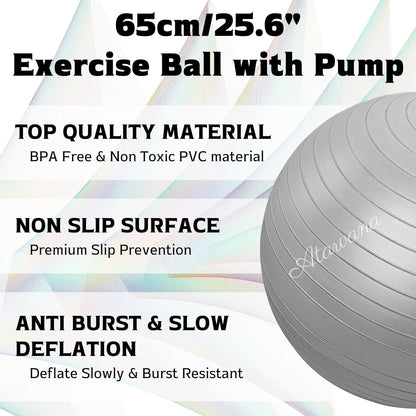 Atarvana Cardio Drumming Equipment Set, Extra Thick Yoga Ball with Pump & 3.2oz Cardio Drumming Sticks with Grips, Aerobic Exercise Ball Drumsticks Workout Set for Stability, Rhythm, Gymnastics