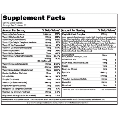 EVL Advanced Daily Multivitamin - Men's Multivitamin with Essential Minerals Phytonutrient Complex and VitaMode Active Mens Vitamins for Energy with Lycopene for Muscle Bone and Immune Support