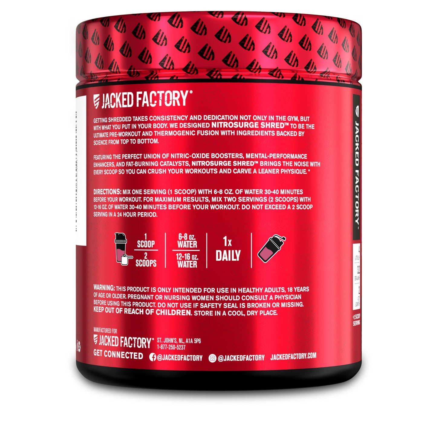 Jacked Factory Nitrosurge Shred Thermogenic Pre-Workout in Watermelon & N.O. XT Nitric Oxide Booster for Men & Women