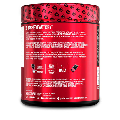 Jacked Factory Nitrosurge Shred Thermogenic Pre-Workout in Watermelon & N.O. XT Nitric Oxide Booster for Men & Women