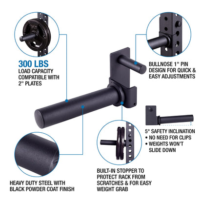 AmStaff Fitness Olympic Weight Plate Holder for Power & Squat Racks – Available 2x2 – 2.5x2.5 – 3x3 Inch Tube Sizes – 9-inch Weight Plates Horn Storage Attachment for Power Squat Rack – (Pair) (3" x 3")