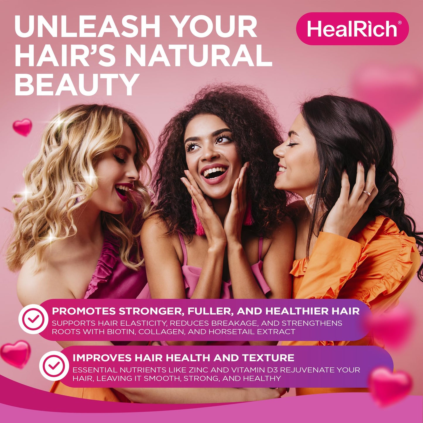 Horsetail Extract, Biotin & Collagen Beauty Gummies - Hair Skin & Nails Vitamins for Women - Hair Growth Vitamin with Saw Palmetto, D3, Zinc & Fo-Ti - Vegan Supplements for Kids & Adults - Made in USA