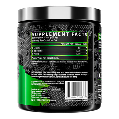 Nutrex Research - BCAA Powder 6000 Amino Acid - 6 Grams of BCAAs Amino Acids Supplement for Post Workout Recovery & Muscle Growth - Amino Energy Workout Recovery Drink (Green Apple - 30 Servings)