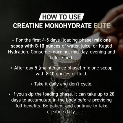 Kaged Creatine Monohydrate Elite - High Absorption Creatine with MAXCatalyst - Unflavored Powder - 60 Servings
