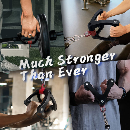 HXD-ERGO Double D Handle for Cable Machine - Ergonomic Row Handle Cable Attachment - Triangle V Bar Grip LAT PullDown Attachments for Home Gym