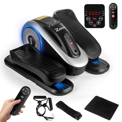 Zakle Under Desk Elliptical Machine, Electric Seated Pedal Exerciser w/Remote Control & 12 Adjustable Speeds, Fully Assembled Elliptical Training Machine for Home Office