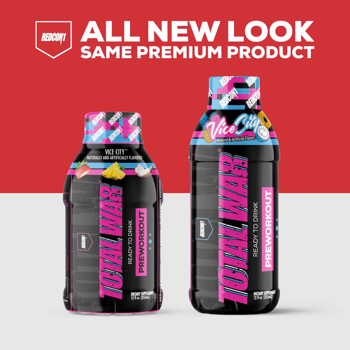 REDCON1 Total War Ready to Drink Preworkout, Vice City - 350mg of Fast Acting RTD Caffeine - Beta Alanine + Citrulline Malate for Increased Pump - Keto Friendly Workout Drink (12 Servings)