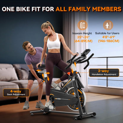 Exercise Bike, WENOKER Stationary Bike for Home, Indoor Bike with Silent Belt Drive, Heavy Flywheel, Multi-grips Handlebar and Upgraded Digital Display