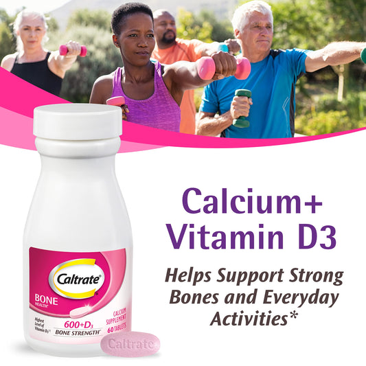 Caltrate 600 Plus D3 Calcium and Vitamin D Supplement Tablets, Bone Health Supplements for Adults - 200 Count
