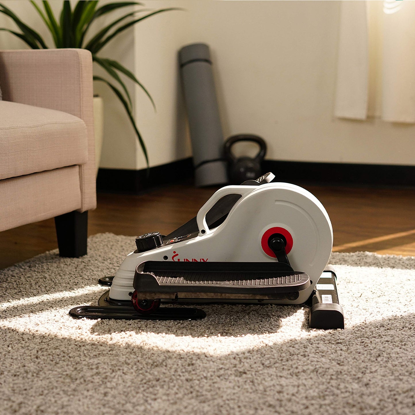 Sunny Health & Fitness Fully Assembled Magnetic Under Desk Elliptical Peddler, Portable Foot & Leg Pedal Exerciser(White) - SF-E3872